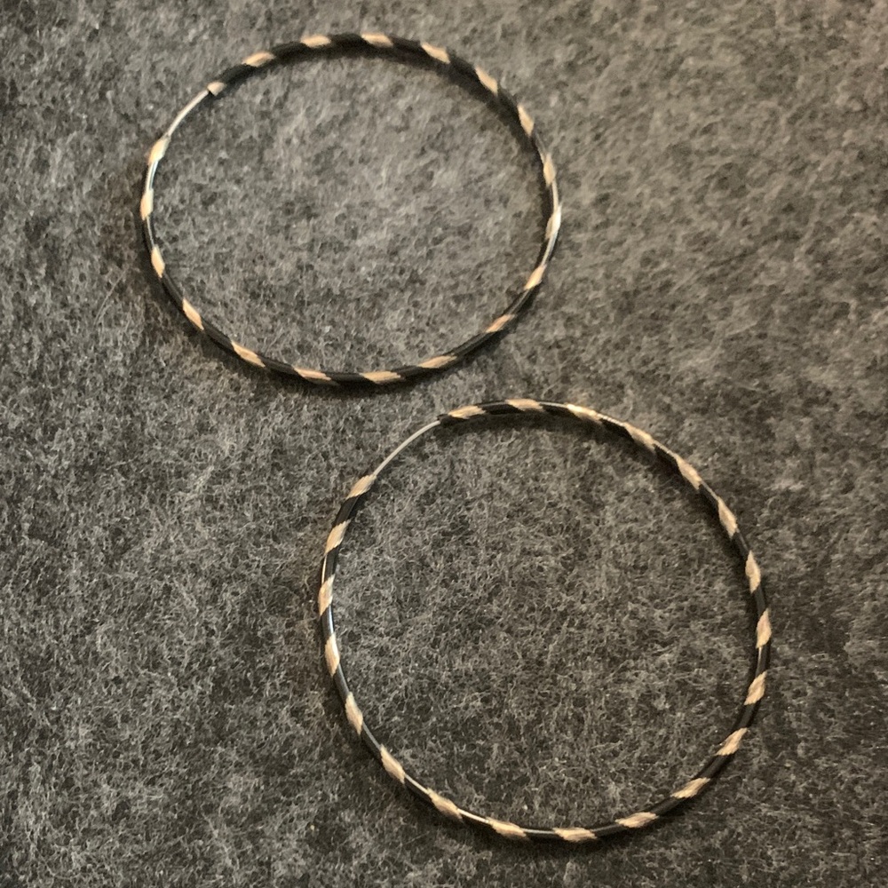Black and Gold Twisted Hoop Earrings